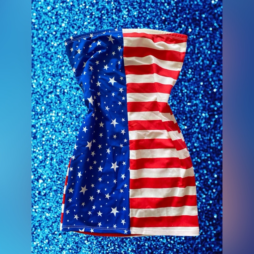 Vintage Stars and Stripes American Flag Mini Bodycon Dress 90s 80s Y2K